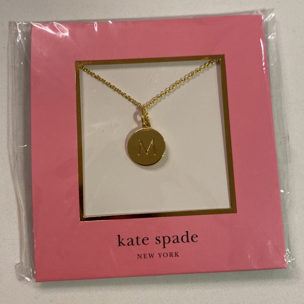 Letter M initial necklace.